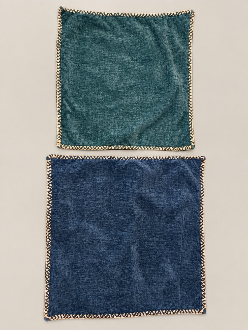 MIULEE Chenille Throw Pillow Covers Set of 4 Blue Teal 18x18 & 16x16